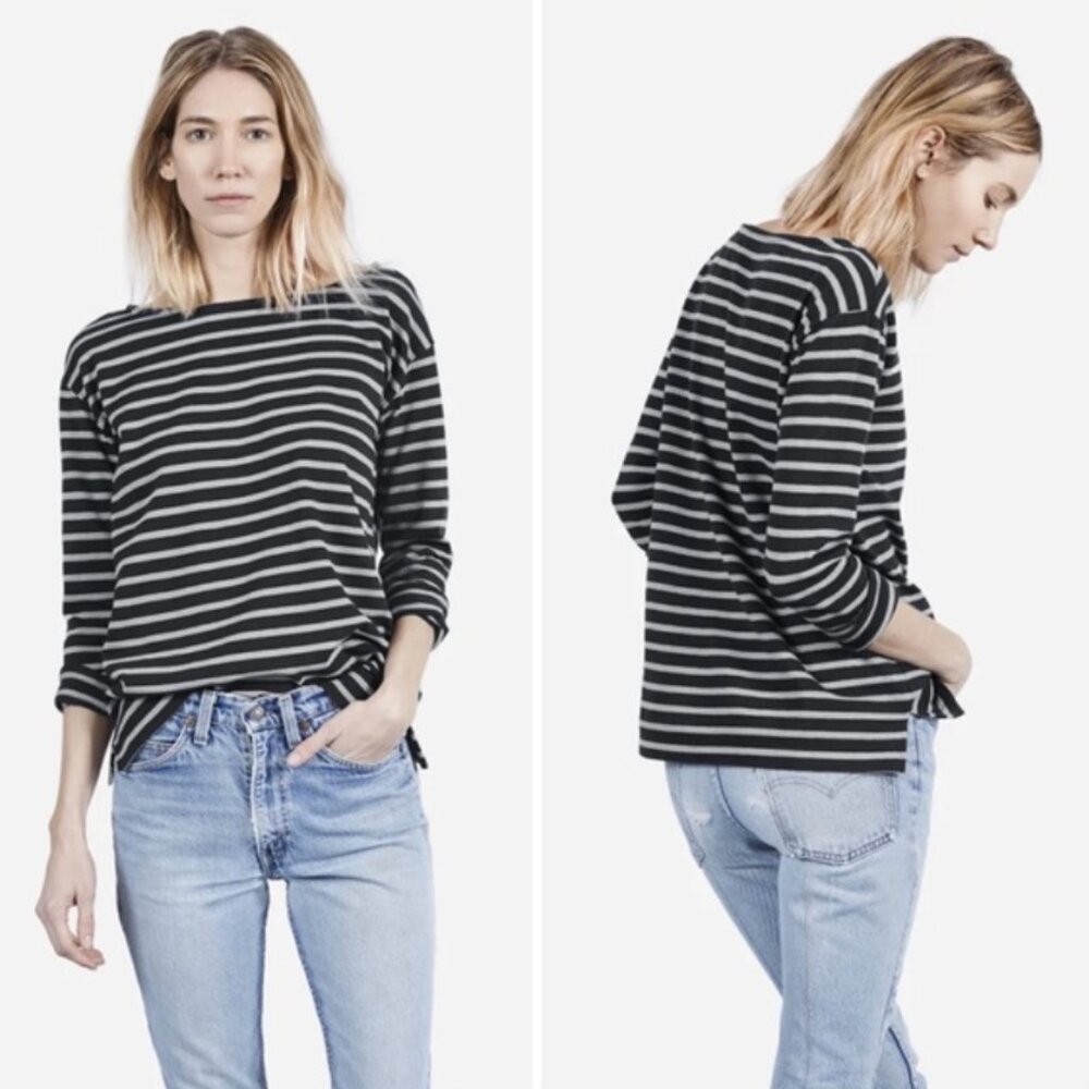 Everlane Breton striped boxy shirt 3/4 sleeves, XS